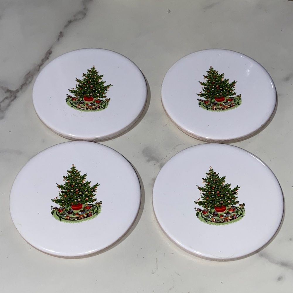 Holiday Christmas Tree Coasters - Set of 4